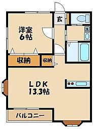 ソルクレストA 1LDKの間取図画像