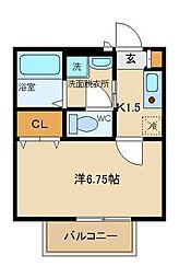 サンアベニュー狛江 1Kの間取図画像