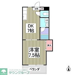 第2成城島田マンション 1Kの間取図画像