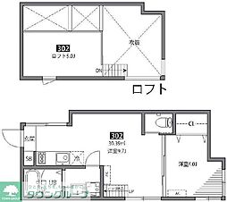 千歳烏山ヴィレッジC 1LDKの間取図画像