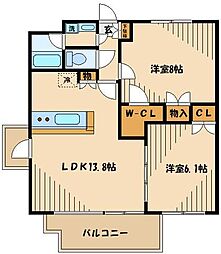 グラーレバイロイト 2LDKの間取図画像