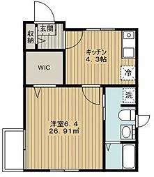 フルーレ桜 1Kの間取図画像