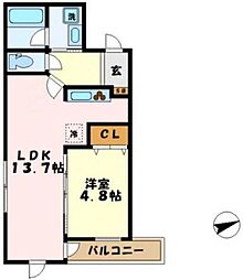 冨士プレジオ 1LDKの間取図画像
