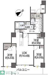 エルザ世田谷ザ・タワーA棟 3LDKの間取図画像
