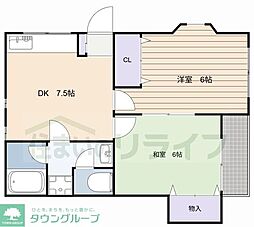 エトワールハイツ 2DKの間取図画像