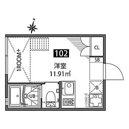 チトカラアパートメント ワンルームの間取図画像