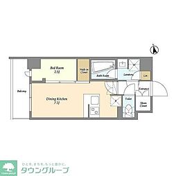 アジールコート下高井戸 1DKの間取図画像