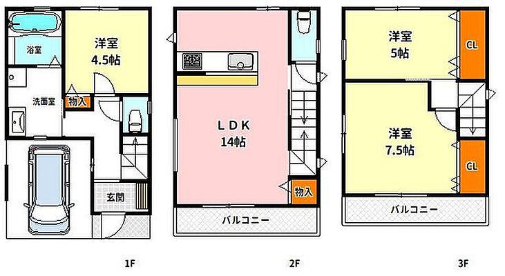 間取り 西淀川区野里2丁目　中古戸建