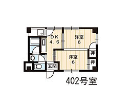 アミューズ北山 2DKの間取図画像