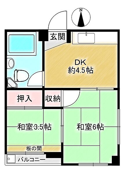 まやマンション 405｜兵庫県神戸市灘区原田通３丁目(賃貸マンション2DK・4階・28.20㎡)の写真 その2