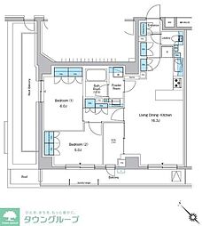 東京メトロ東西線 西葛西駅 徒歩6分の賃貸マンション 6階2LDKの間取り