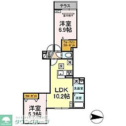 アンソレイエII 1階2LDKの間取り