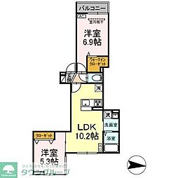 アンソレイエII 303 3階2LDKの間取り