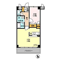 ヴェールフォート 1階1LDKの間取り