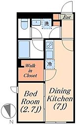 デュオメゾン千住旭町 3階1DKの間取り