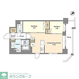 グランカーサ瑞江 5階2LDKの間取り