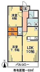 シャングリアマルタ 2階2LDKの間取り