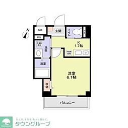 ソルテ西小岩 2階1Kの間取り