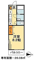 リブリ・PROVINSCIA 2階1Kの間取り