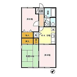 サンライズコート 1階3Kの間取り