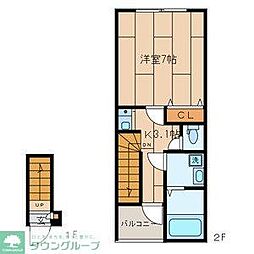 ラプレジオ 2階1Kの間取り