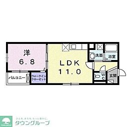 カーサ・アビII 2階1LDKの間取り