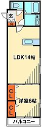 ソレーユ 3階1LDKの間取り