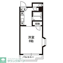 ハイムグリンディル 4階1Kの間取り