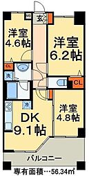 プラザハウス 5階3DKの間取り