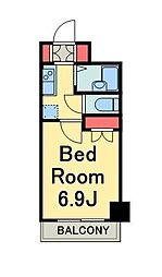 レジディア門前仲町 8階1Kの間取り