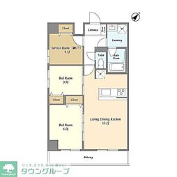 グランカーサ西葛西 4階2SLDKの間取り