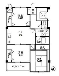 ベルメゾン 3LDKの間取図画像