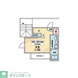 Ｎクレール 3階ワンルームの間取り