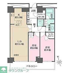 Ｗ　Ｃｏｍｆｏｒｔ　Ｔｏｗｅｒｓ　ＷＥＳＴ 12階2LDKの間取り