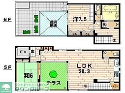 インペリアルビル 5階2LDKの間取り