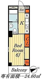 リブリ・ベレッツァ 1Kの間取図画像