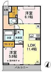 カーサドマーニ 2LDKの間取図画像