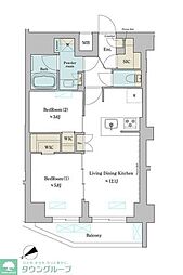 江東区深川2丁目マンション 2LDKの間取図画像