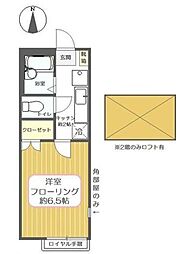 アビターレ中央1 1Kの間取図画像
