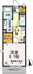 ドムスY 1Kの間取図画像