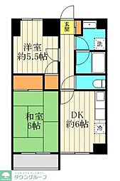 レジデンスキリン 2DKの間取図画像