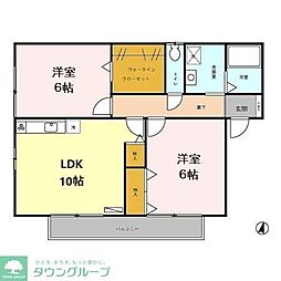 メゾンクレールC 2LDKの間取図画像