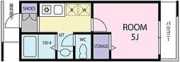 プレミアコート原木中山 1Kの間取図画像
