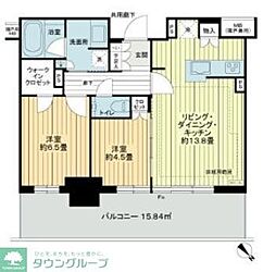 プラウドタワー平井 2LDKの間取図画像