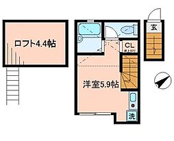 バーミープレイス平井 ワンルームの間取図画像