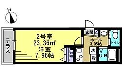 江戸川BASE 1Kの間取図画像