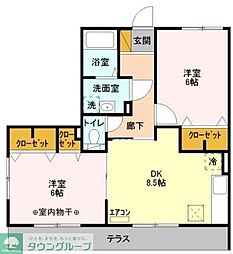 シャルマンドミールB 2DKの間取図画像