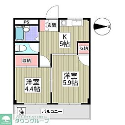 コーシュンビレッジ 2DKの間取図画像