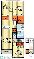 MaisonOxalis 2LDKの間取図画像