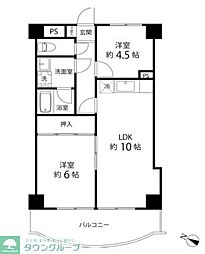 クオーレプロバンス篠崎 2LDKの間取図画像